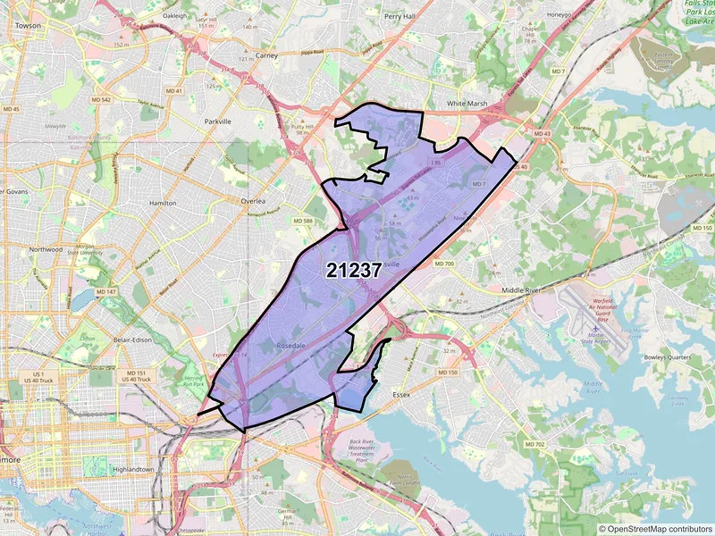Map of ZIP Code 21237 — Rosedale, MD