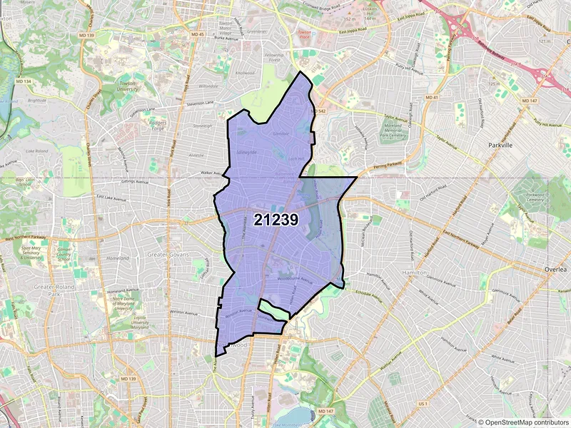 Map of ZIP Code 21239 — Baltimore, MD