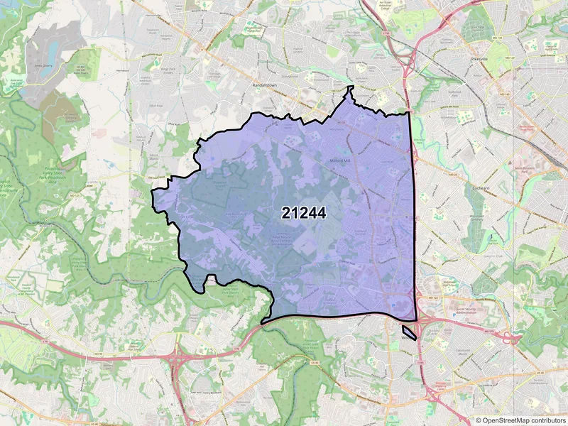 Map of ZIP Code 21244 — Windsor Mill, MD