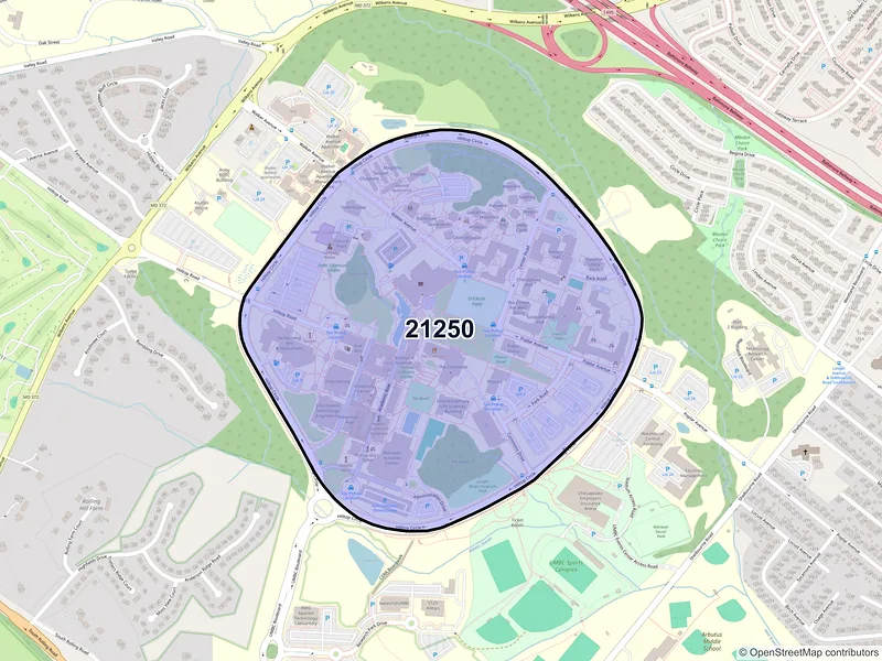 Map of ZIP Code 21250 — Baltimore, MD