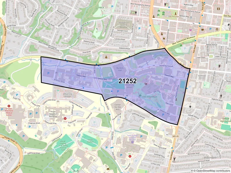 Map of ZIP Code 21252 — Towson, MD