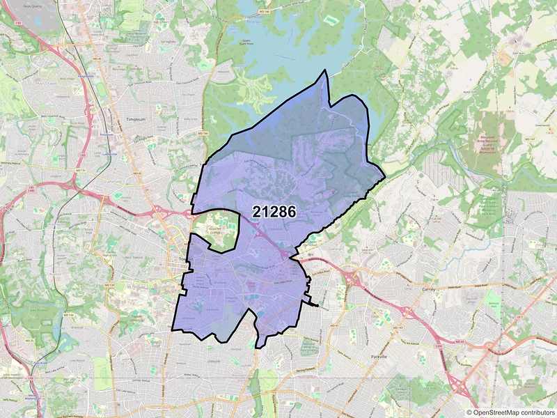 Map of ZIP Code 21286 — Towson, MD