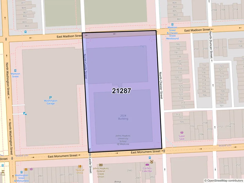 Map of ZIP Code 21287 — Baltimore, MD