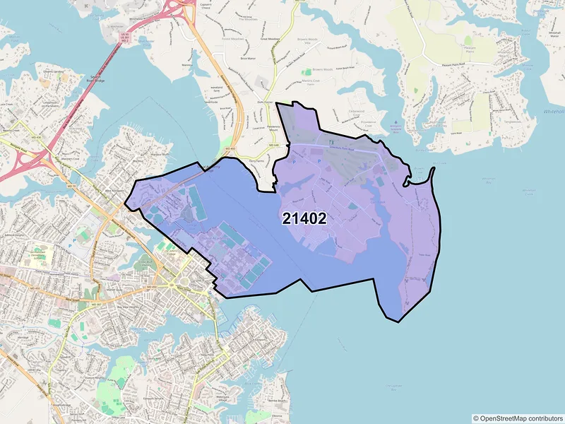 Map of ZIP Code 21402 — Annapolis, MD