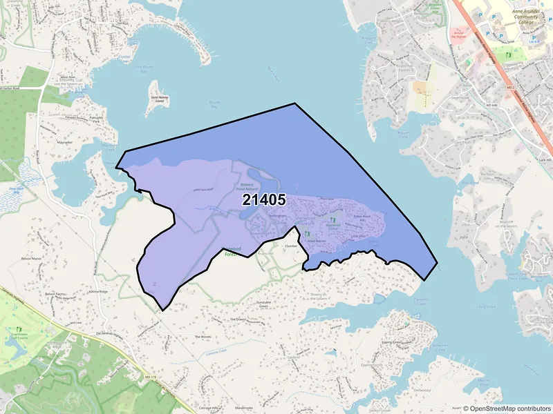 Map of ZIP Code 21405 — Annapolis, MD