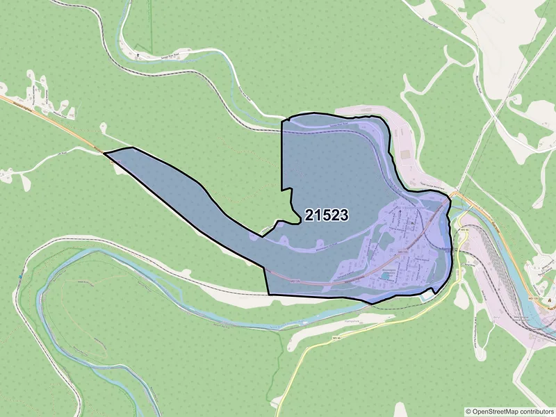 Map of ZIP Code 21523 — Bloomington, MD