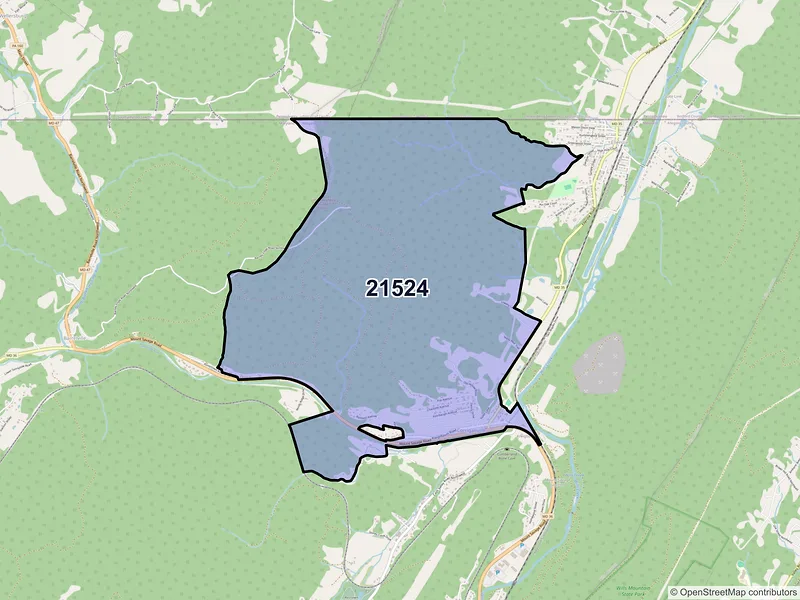 Map of Corriganville, Maryland and ZIP codes