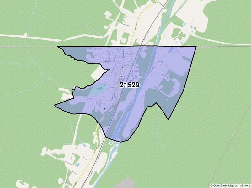 Map of Ellerslie, Maryland and ZIP codes