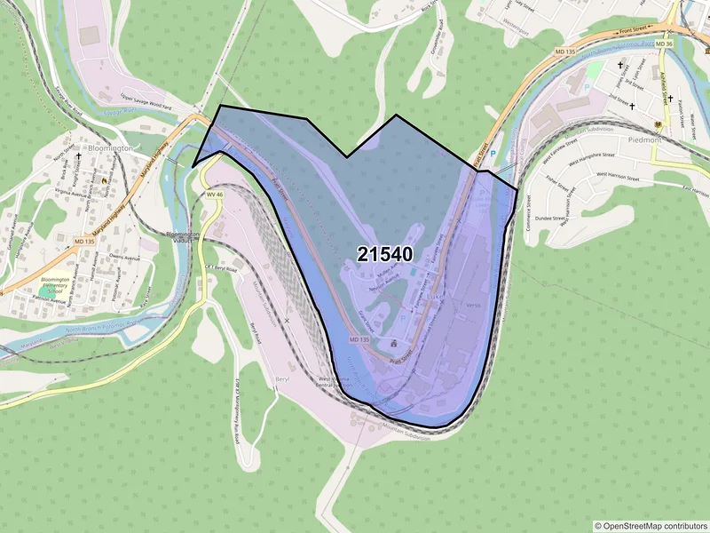 Map of ZIP Code 21540 — Luke, MD
