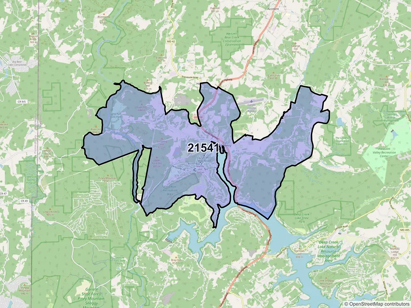 Map of ZIP Code 21541 — Mc Henry, MD