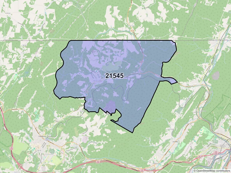 Map of Mount Savage, Maryland and ZIP codes