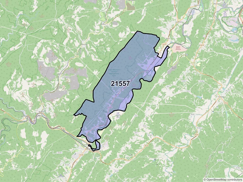 Map of ZIP Code 21557 — Rawlings, MD