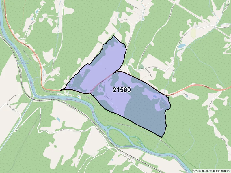 Map of Spring Gap, Maryland and ZIP codes