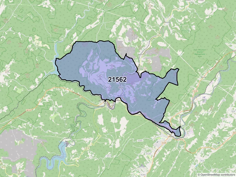 Map of Westernport, Maryland and ZIP codes