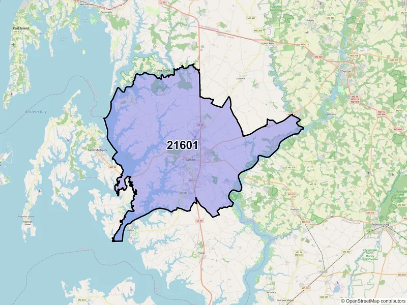 Map of ZIP Code 21601 — Easton, MD