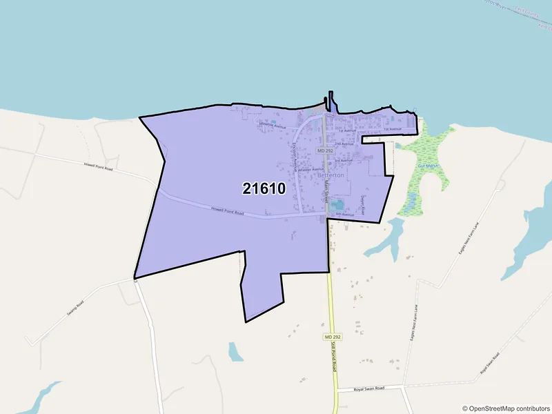Map of ZIP Code 21610 — Betterton, MD