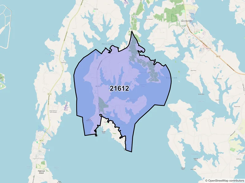 Map of ZIP Code 21612 — Bozman, MD