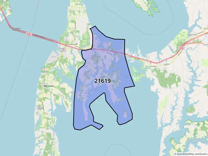 Map of ZIP Code 21619 — Chester, MD