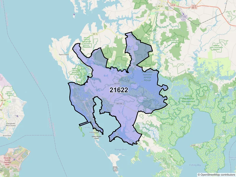 Map of ZIP Code 21622 — Church Creek, MD