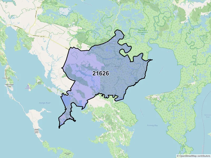 Map of ZIP Code 21626 — Crapo, MD