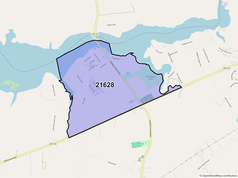 Map of Crumpton, Maryland and ZIP codes