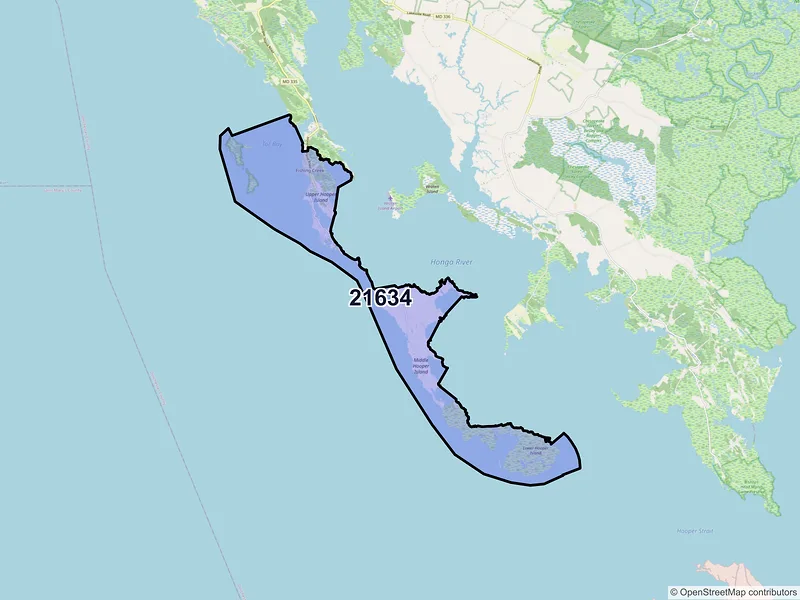 Map of Fishing Creek, Maryland and ZIP codes
