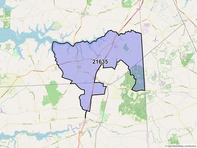 Map of ZIP Code 21635 — Galena, MD
