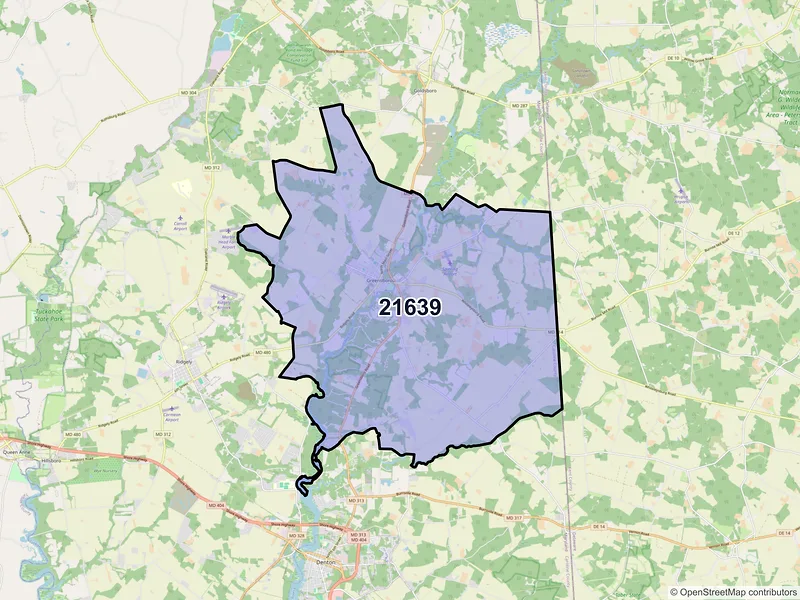 Map of ZIP Code 21639 — Greensboro, MD
