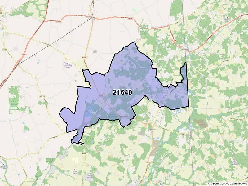 Map of ZIP Code 21640 — Henderson, MD