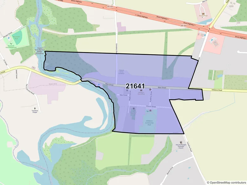 Map of Hillsboro, Maryland and ZIP codes