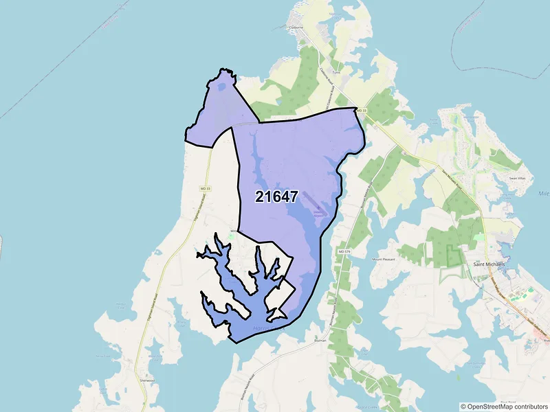 Map of ZIP Code 21647 — Mcdaniel, MD