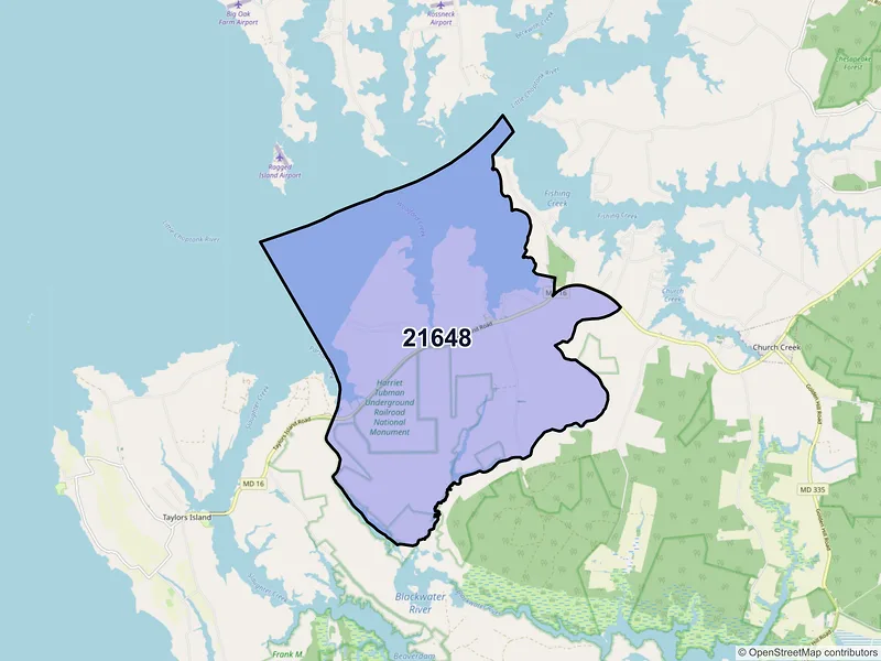 Map of ZIP Code 21648 — Madison, MD