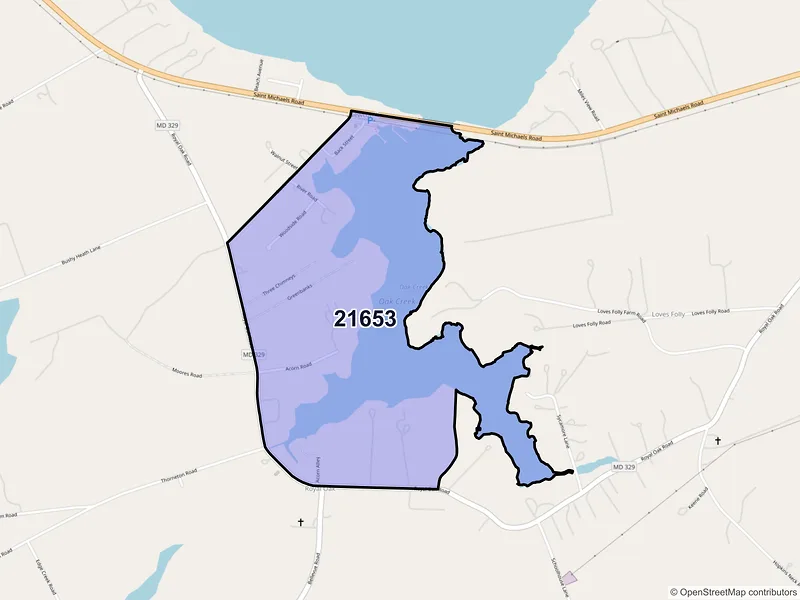 Map of Newcomb, Maryland and ZIP codes