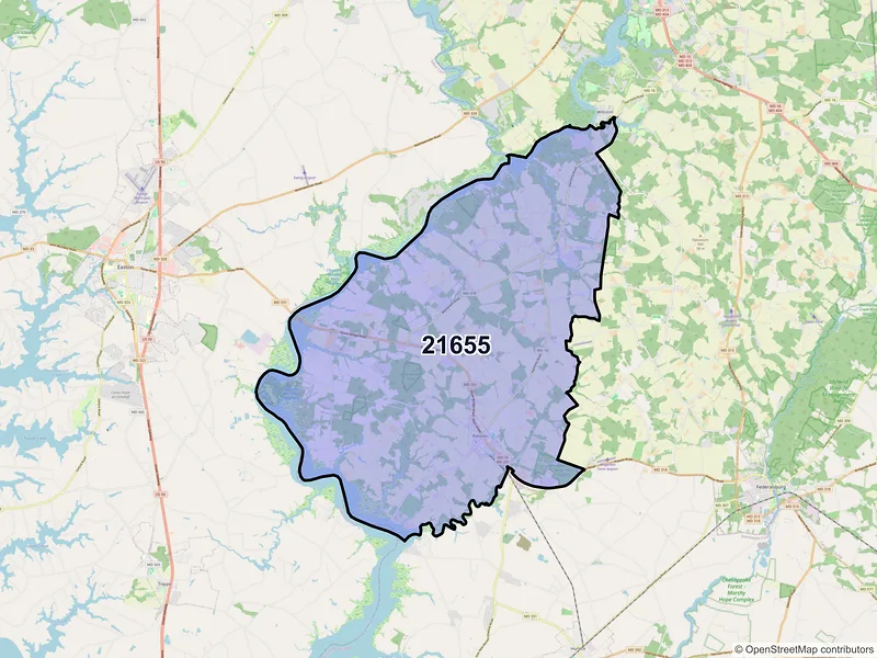 Map of ZIP Code 21655 — Preston, MD