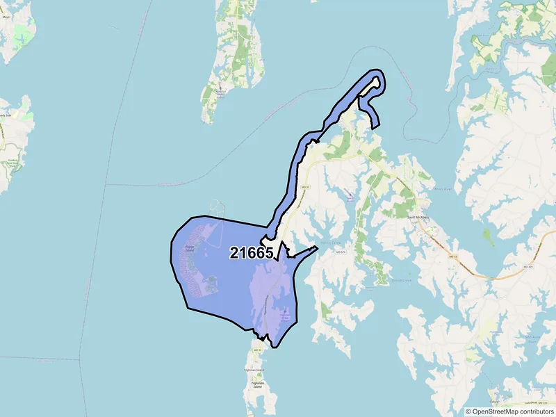 Map of ZIP Code 21665 — Sherwood, MD