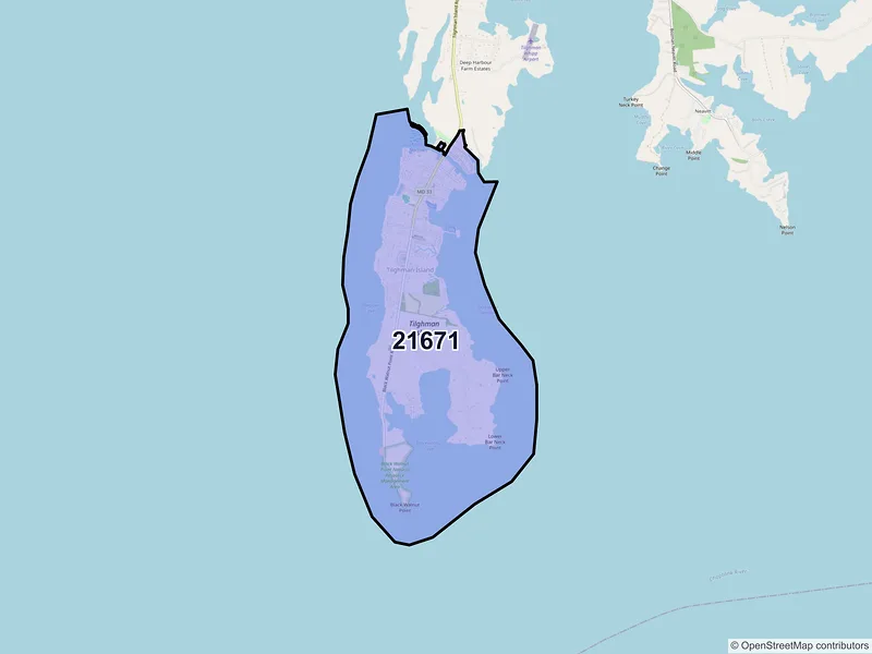 Map of Tilghman, Maryland and ZIP codes