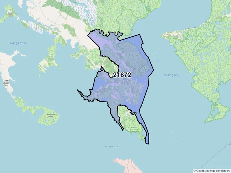 Map of ZIP Code 21672 — Toddville, MD