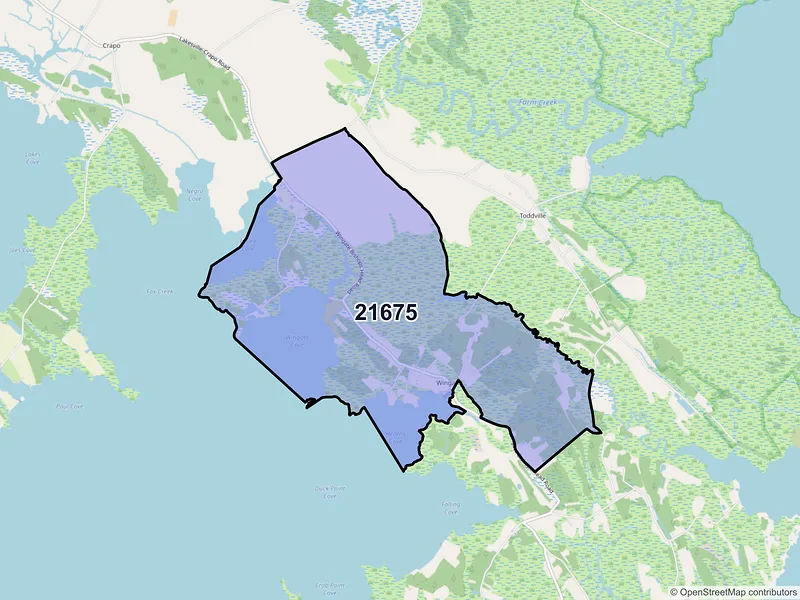 Map of ZIP Code 21675 — Wingate, MD