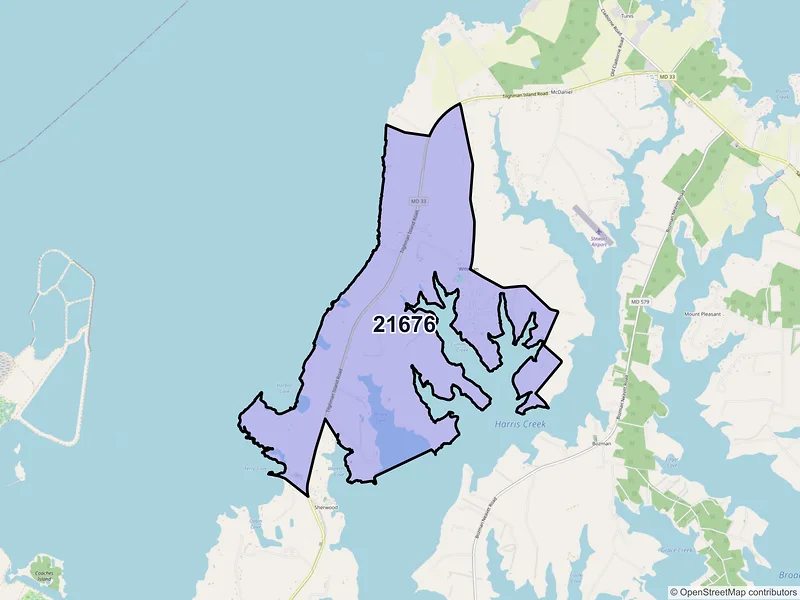 Map of ZIP Code 21676 — Wittman, MD