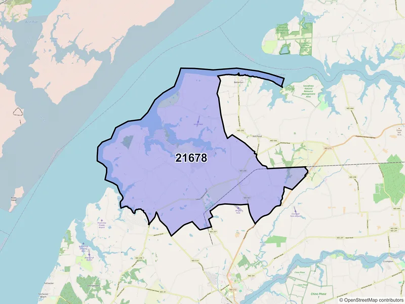 Map of ZIP Code 21678 — Worton, MD