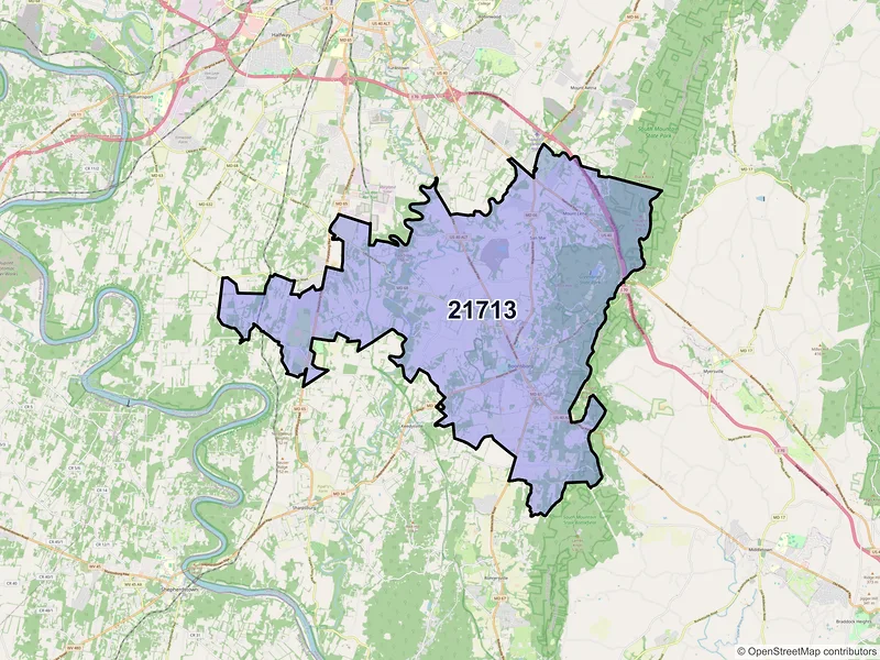 Map of ZIP Code 21713 — Boonsboro, MD