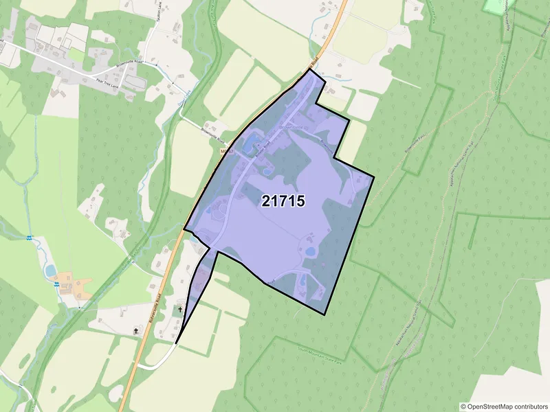 Map of Brownsville, Maryland and ZIP codes
