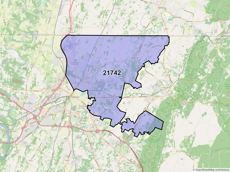 Map of ZIP Code 21742 — Hagerstown, MD