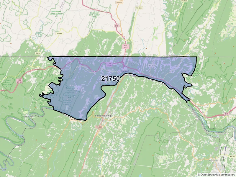 Map of ZIP Code 21750 — Hancock, MD