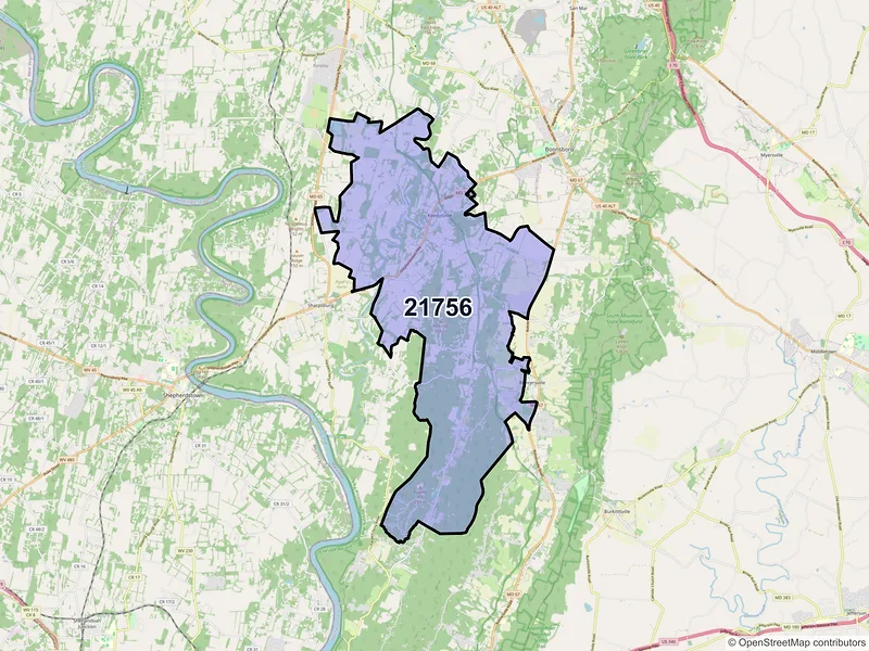 Map of ZIP Code 21756 — Keedysville, MD