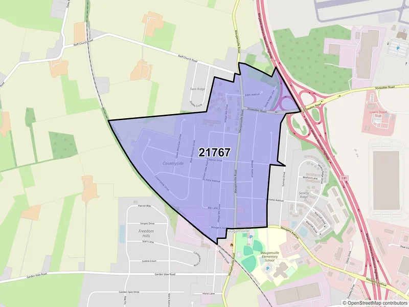 Map of ZIP Code 21767 — Maugansville, MD