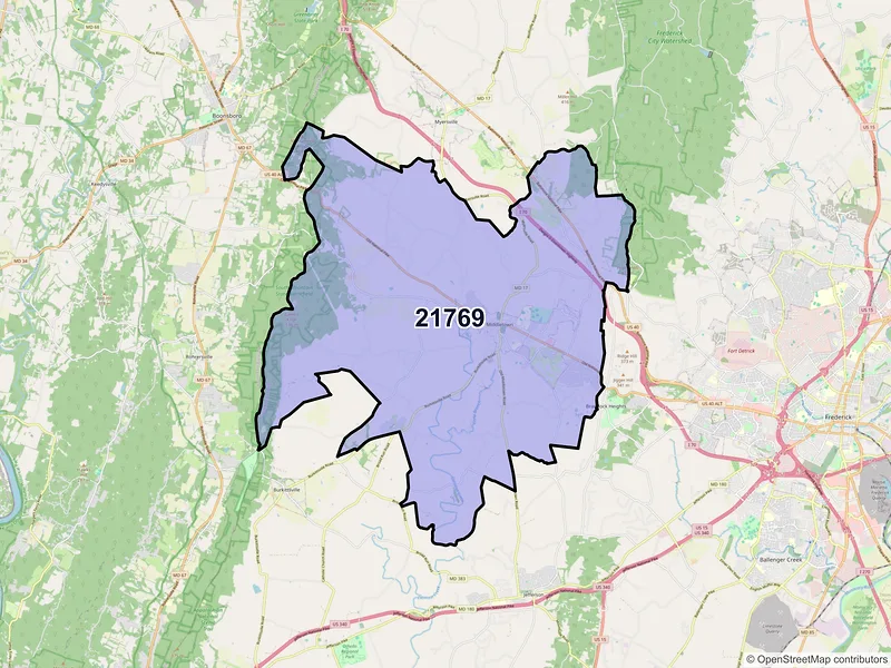 Map of ZIP Code 21769 — Middletown, MD