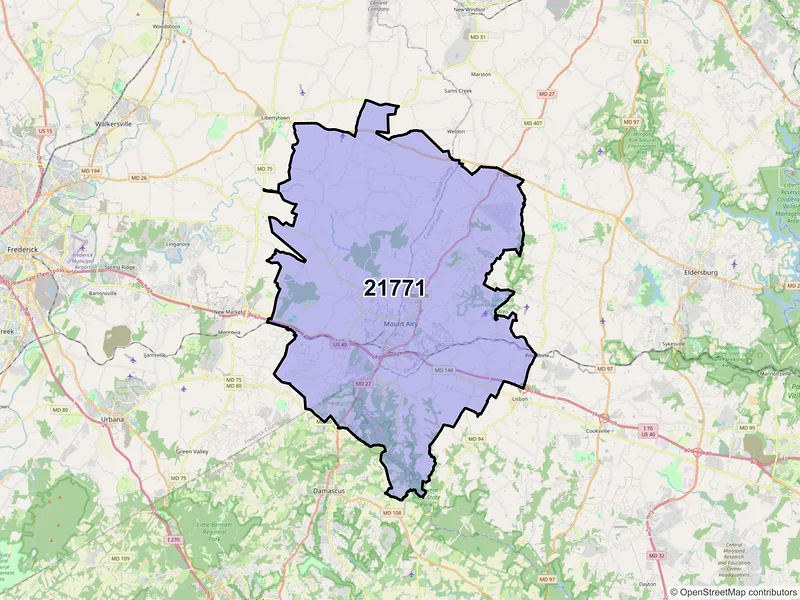 Map of ZIP Code 21771 — Mount Airy, MD