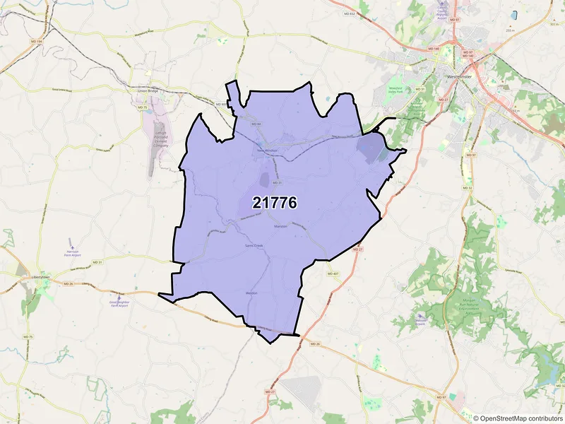 Map of ZIP Code 21776 — New Windsor, MD