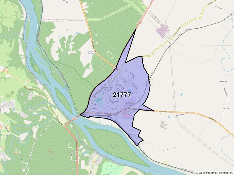 Map of ZIP Code 21777 — Point of Rocks, MD